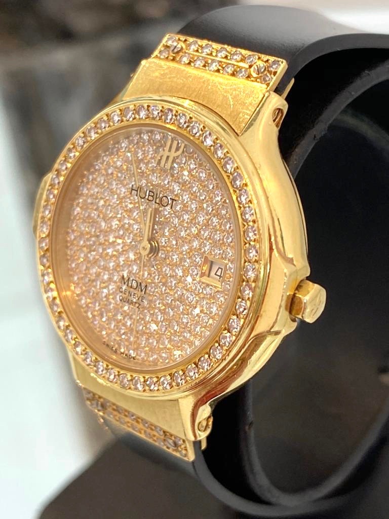 Hublot Yellow Gold Mdm 4ct Diamond Watch | HEWI