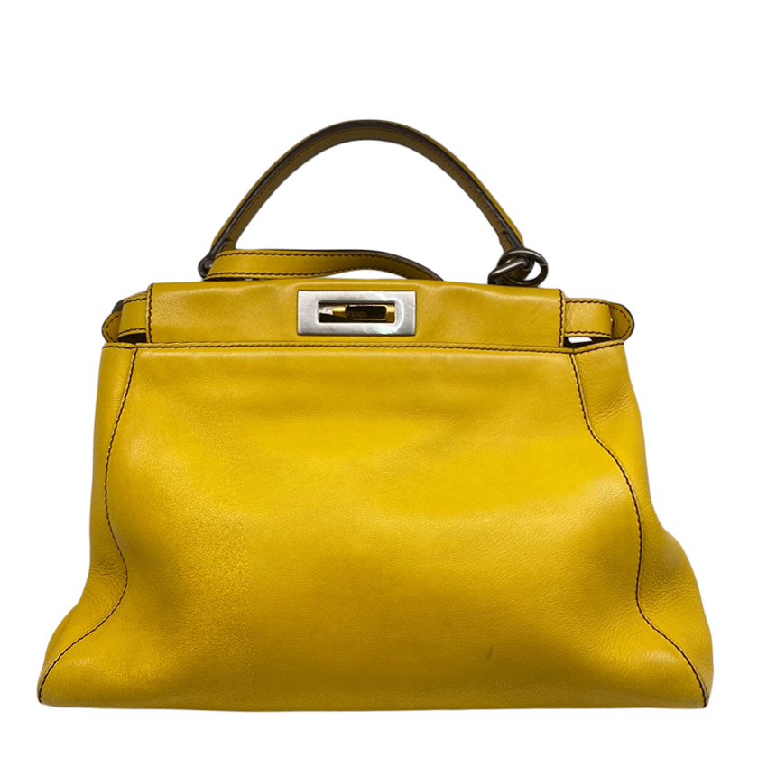 Fendi Yellow Leather Peekaboo Tote Bag | HEWI