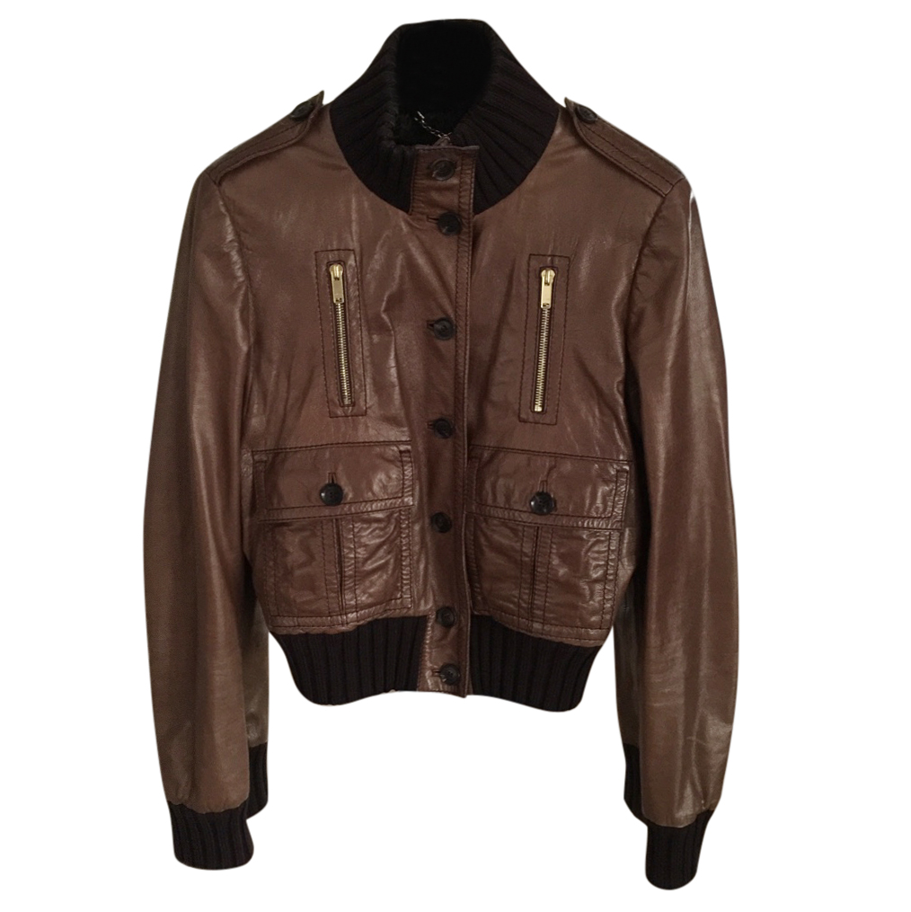 gucci leather jacket brown