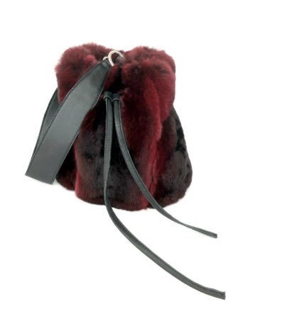 red fur clutch bag