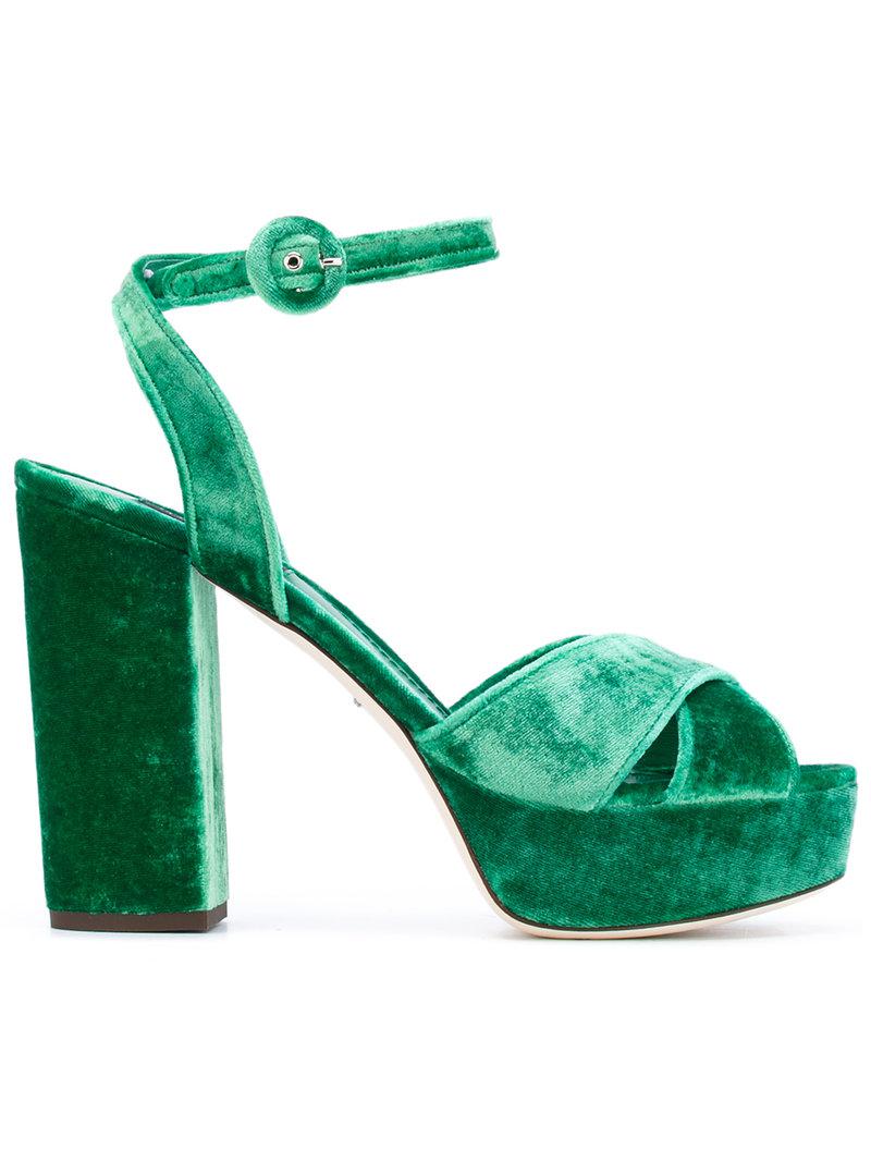 Dolce Gabbana Green Velvet Platform 
