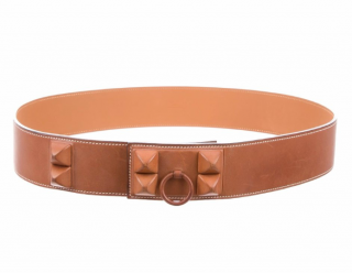 Hermes Tan Leather Shadow CDC belt 