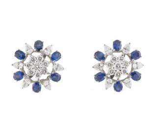 Bespoke White Gold Diamond and Sapphire Earrings