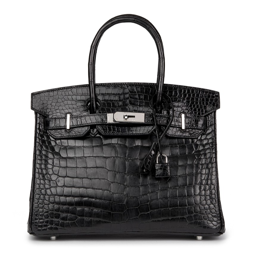  Hermes  Porosus  Crocodile  Black 30cm Birkin HEWI