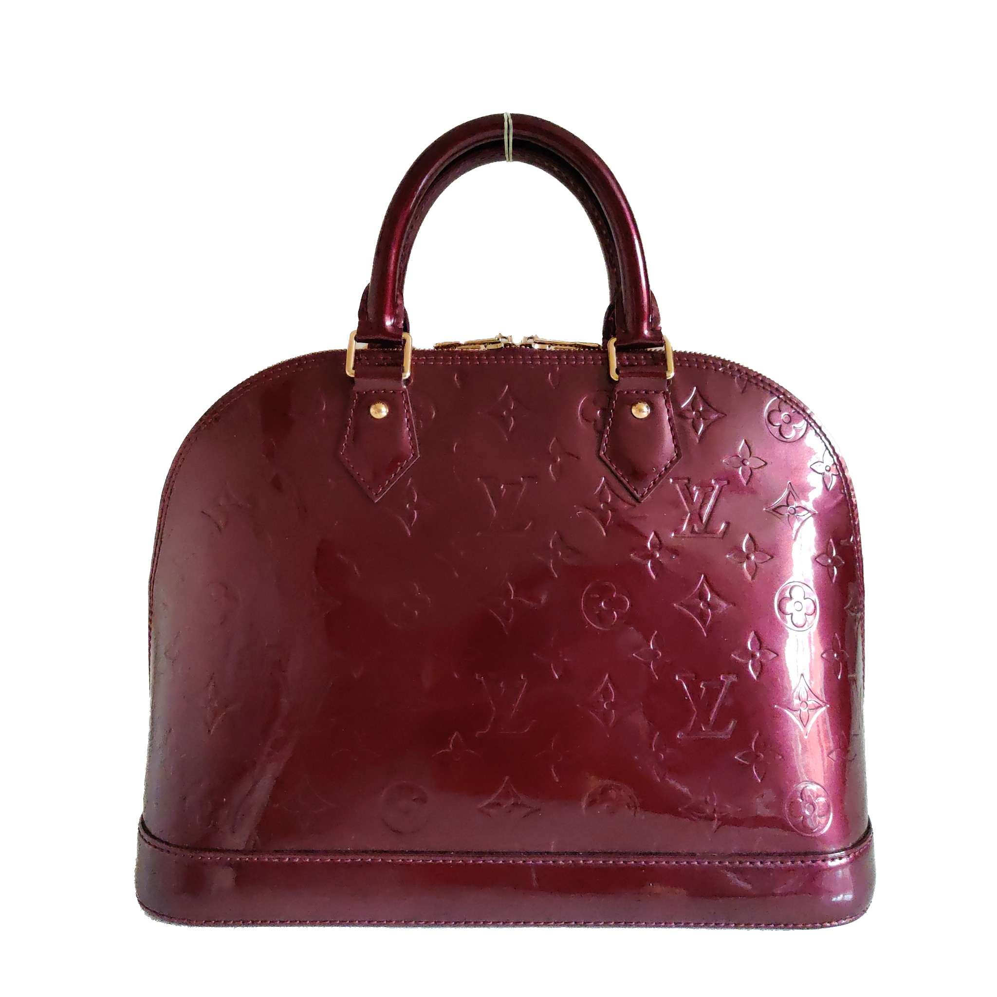 louis vuitton red vernis alma bag