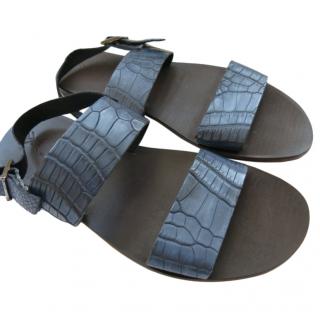 Sutor Mantellassi Blue Crocodile Leather Sandals