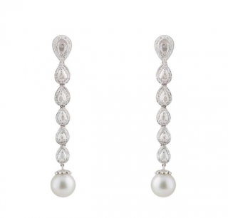 Bespoke White Gold Diamond & Pearl Earrings