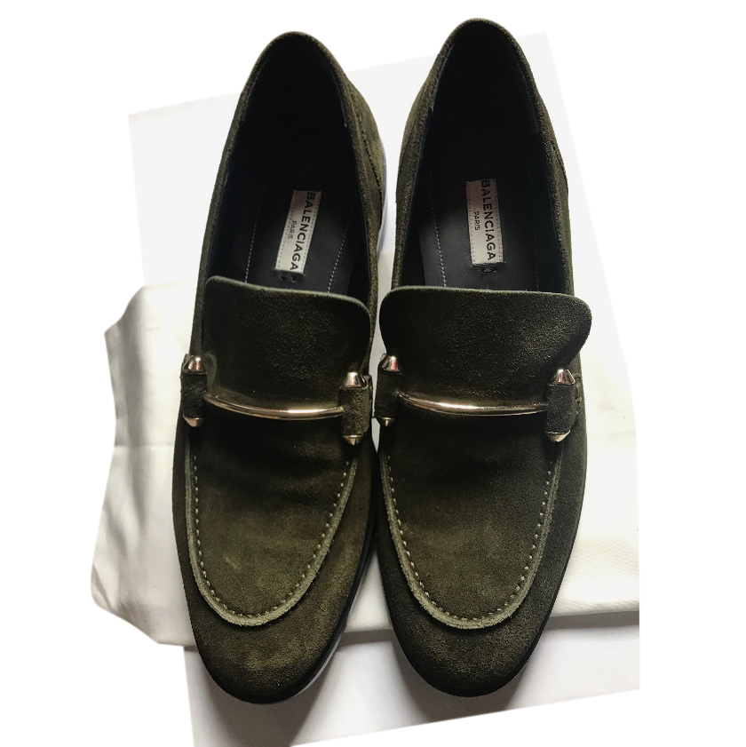 Balenciaga Green Suede Loafers | HEWI