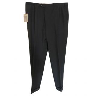 Brioni Grey Fine Wool Tailored Trousers