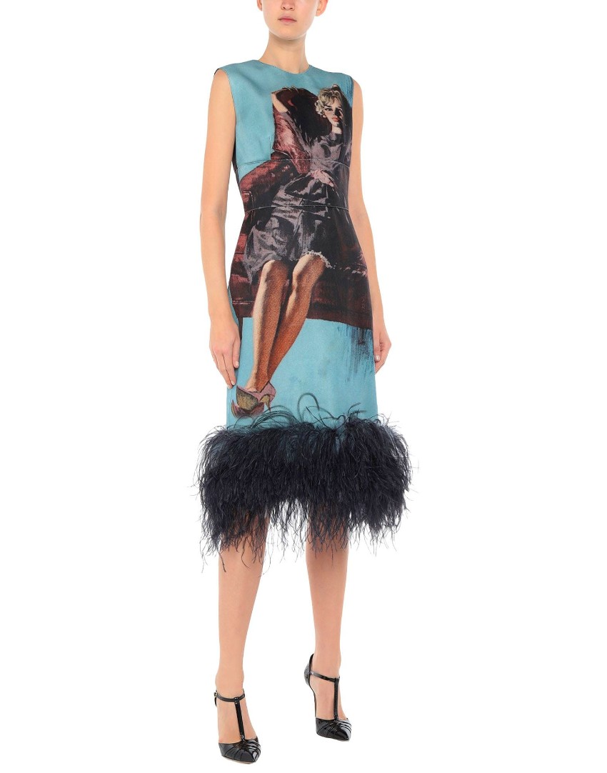 prada feather dress