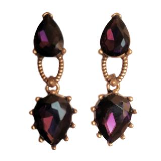 Oscar De La Renta Purple Crystal Earrings