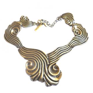 Oscar De La Renta Gold Tone Coquillage Spiral Necklace