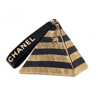 Chanel Pyramid Bag in Metallic Gold & Black Lambskin