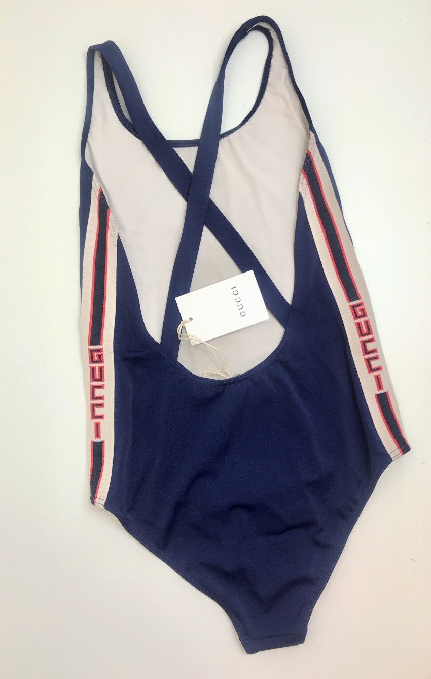 Gucci Kids Blue Side Stripe Swimsuit | HEWI