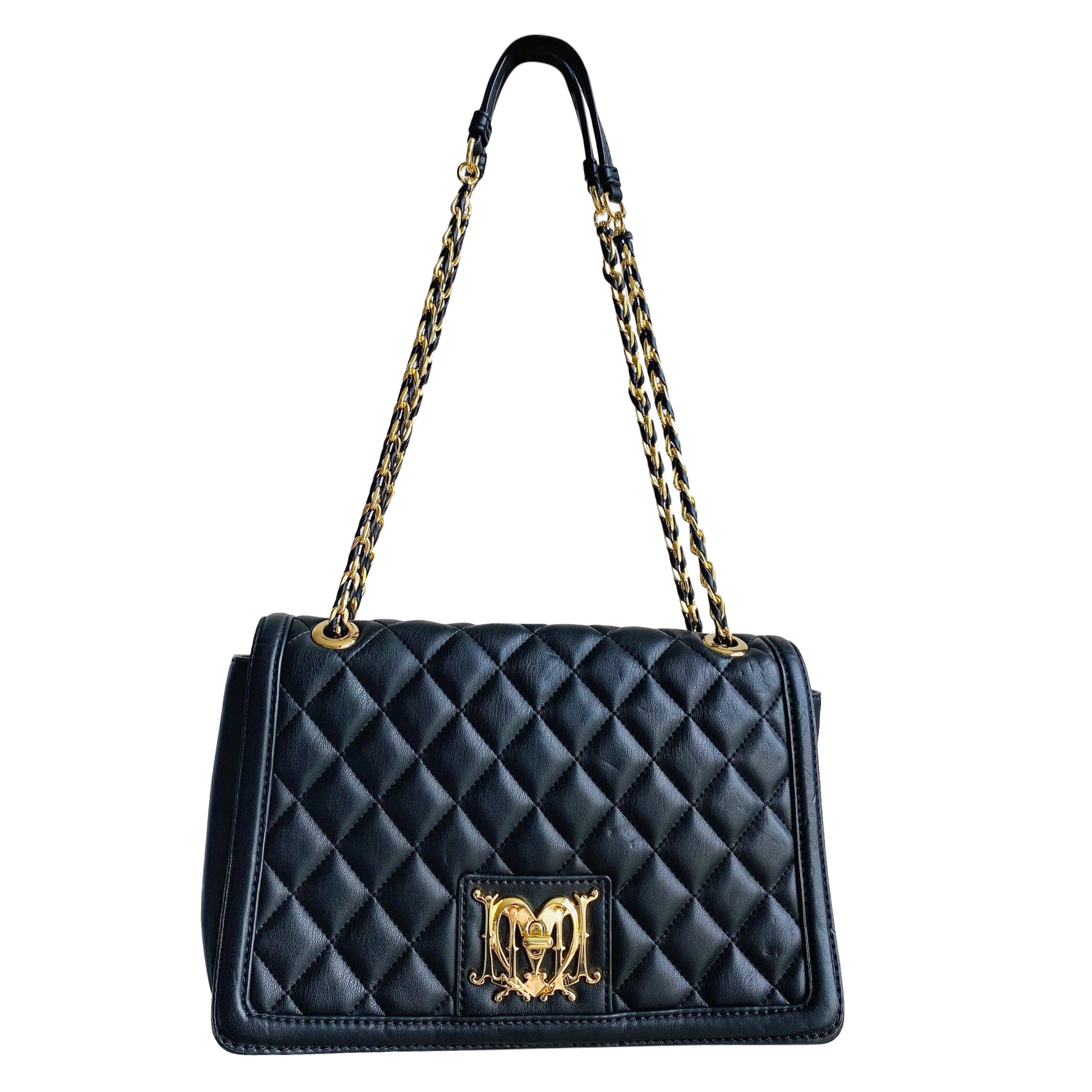 love moschino heart logo quilted bag