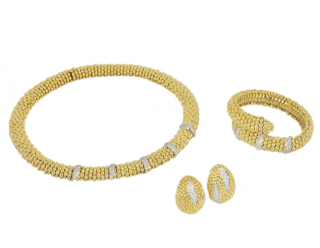 Sabbadini Necklace, Clip-On Earrings & Wrap Bracelet with Diamonds