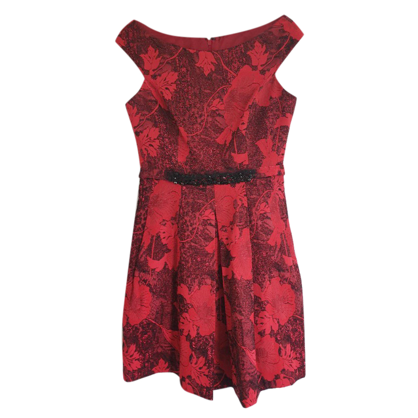 Erdem Red Brocade Sleeveless Dress | HEWI