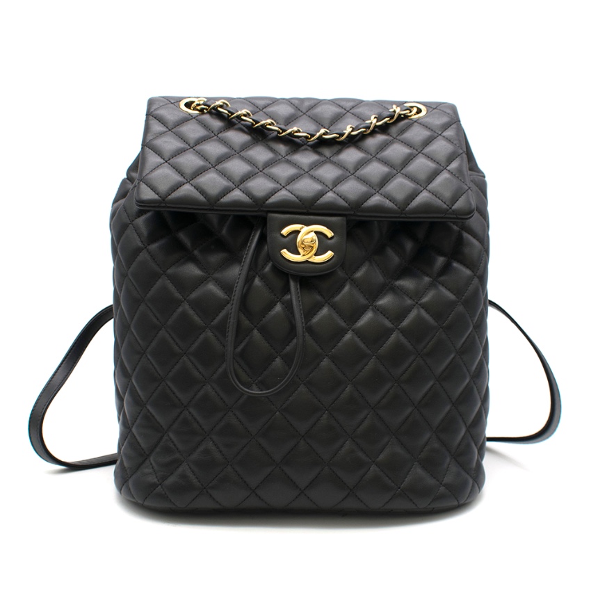 chanel black quilted backpack