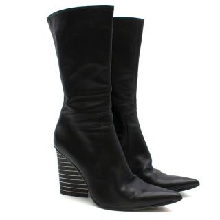 Patrick Cox Black Leather Calf High Pointed Boots