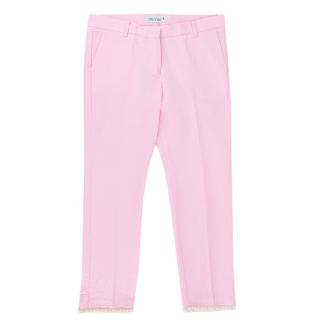 Simonetta Girls Pink Seersucker Trousers