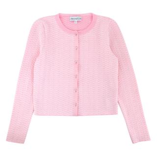 Simonetta Girls Pink Zig Zag Knit Cardigan