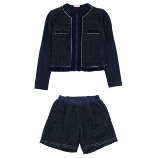 Monnlisa Navy Tweed Short & Jacket Set