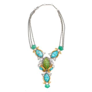 Alexis Bittar Green and Blue Abstract Stone Necklace