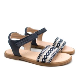 Geox Kids Navy Embroidered Sandals