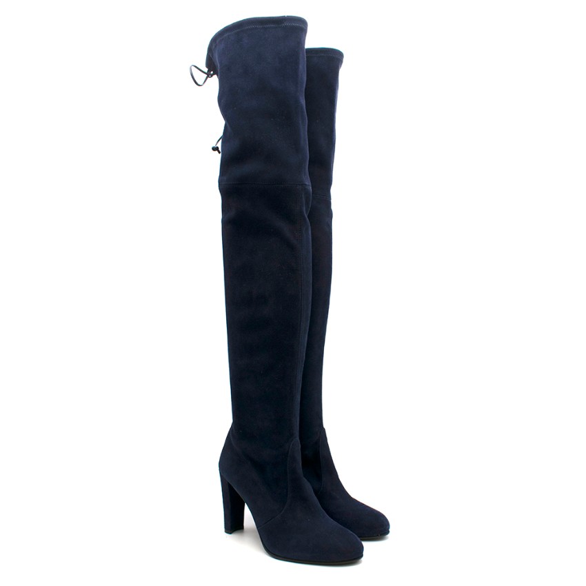 stuart weitzman navy suede boots