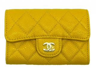 Chanel Yellow Caviar Leather Quilted Coin Purse