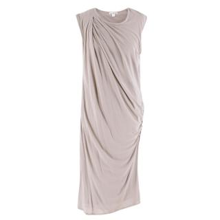 James Perse Grey Draped Cotton Jersey Dress