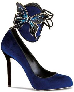 Sergio Rossi Blue Velvet Creatures of The Night Butterfly Pumps