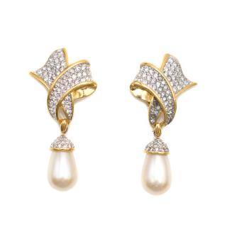 RSwarovski Gold Plated Crystal Pearl Clip-on Earrings 