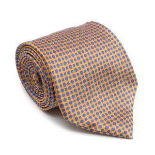 Stefano Ricci Handprinted Silk Orange & Blue Tie