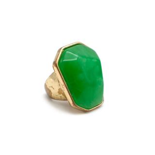 Kenneth Lane Gold Tone Large Green Crystal Cocktail Ring  