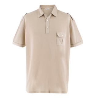 Cellini Beige Cotton Knitted Polo Top