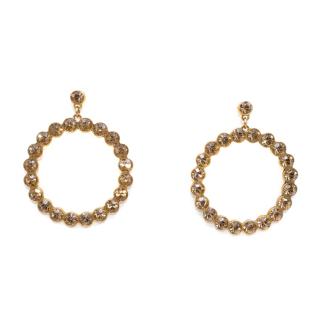 Bespoke Gold Circular Crystal Embellished Earrings