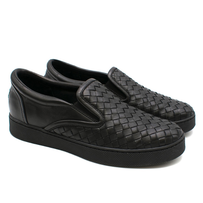 woven leather slip on sneakers
