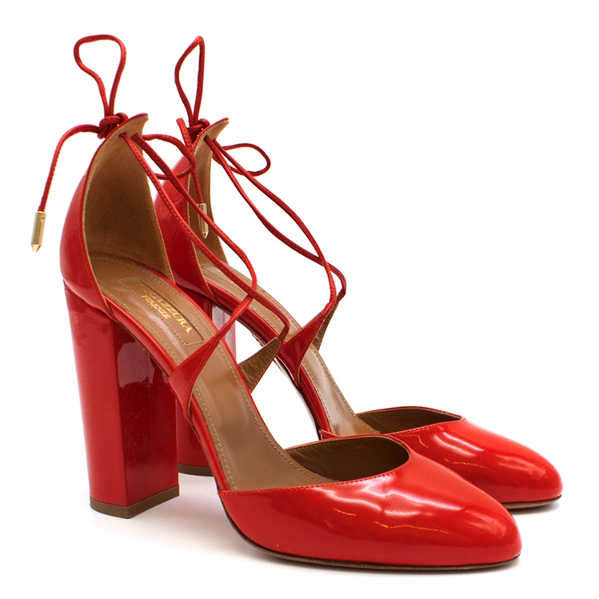 red wrap around sandals