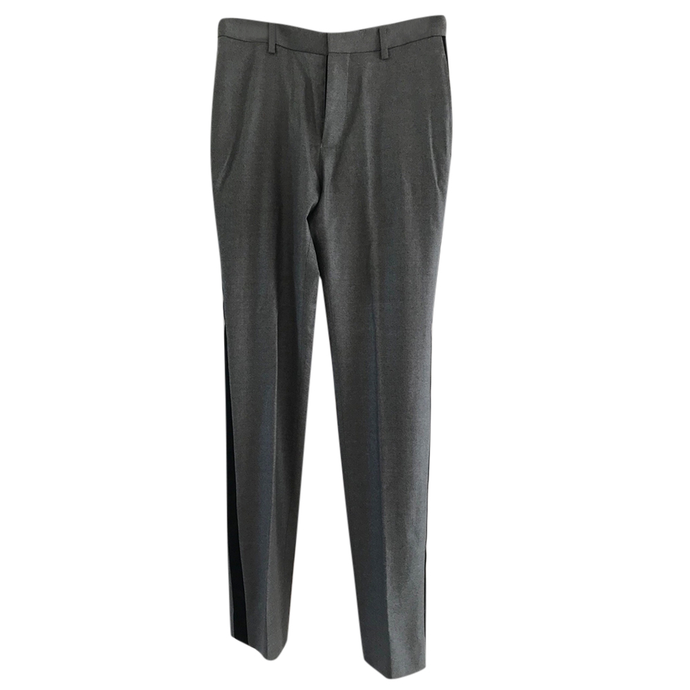 grey trousers with side stripe