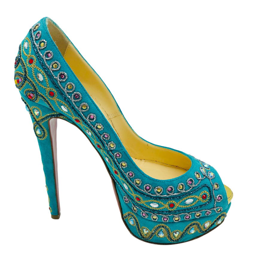turquoise red bottoms