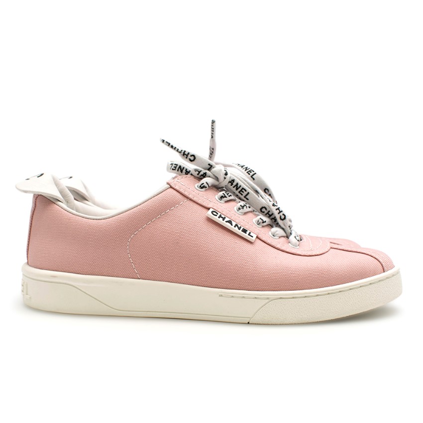 Chanel Blush Pink Canvas Trainers With 