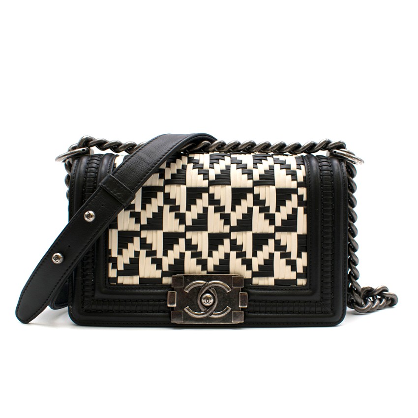 chanel woven boy bag