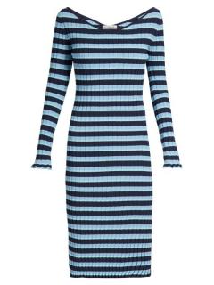 Altuzarra Socorro Off-the-shoulder Striped Stretch-knit Dress