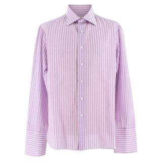 Donato Liguori Purple & White striped bespoke tailored shirt