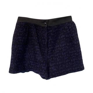Sandro Blue & Black Tweed Shorts