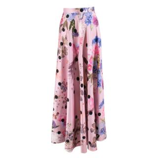 Natasha Zinko Pink Satin Floral Midi Skirt