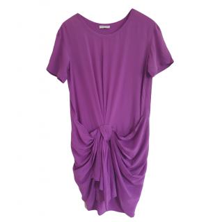 Vionnet Purple Draped Knot Front T-Shirt Dress