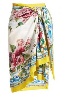 Dolce & Gabbana Majolica Floral Print Wrap Scarf/Sarong