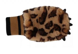 Dolce & Gabbana leopard print faux fur paw gloves 